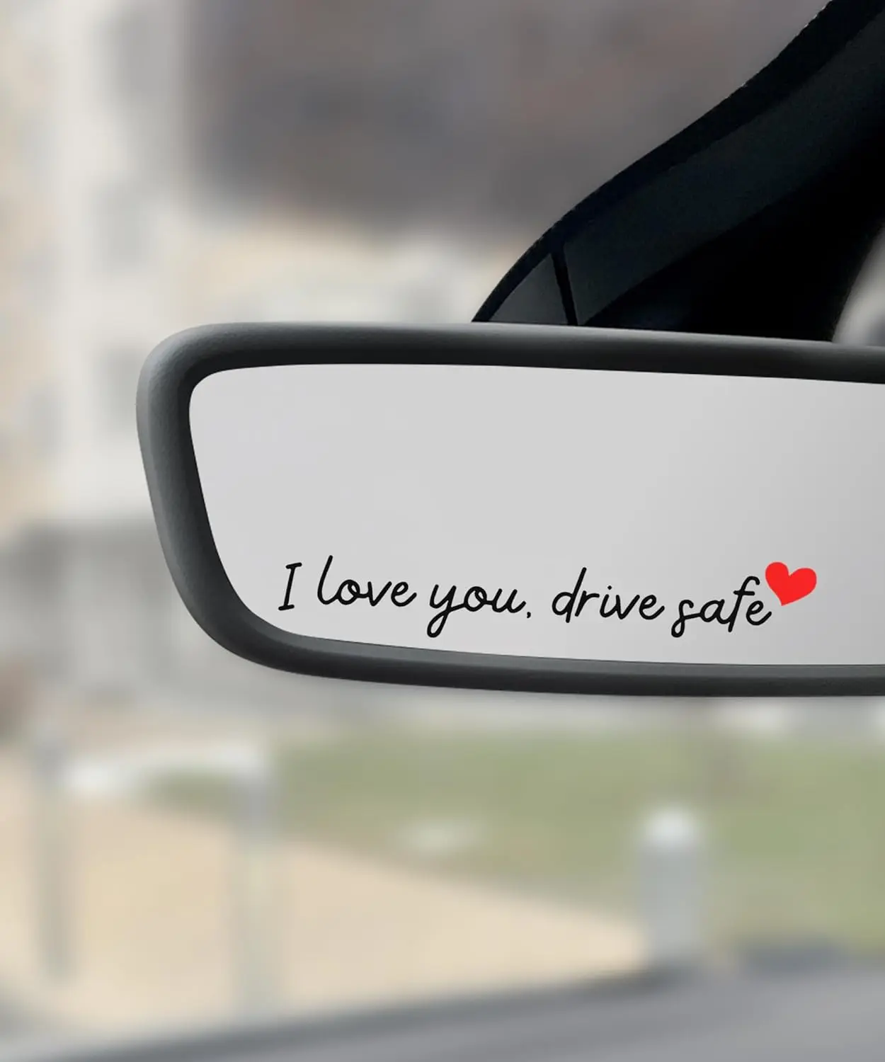 4PCS Car Stickers,Car Decals,Car Accessories Vinyl Rearview Mirror Decal Decor,Auto Stickers and Decals,Self Affirmations Decal,Cute Auto Decals for Women (Black&Red, I Love You Drive Safe)