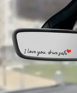 4PCS Car Stickers,Car Decals,Car Accessories Vinyl Rearview Mirror Decal Decor,Auto Stickers and Decals,Self Affirmations Decal,Cute Auto Decals for Women (Black&Red, I Love You Drive Safe)