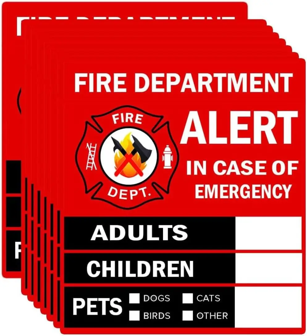 People and Pet Finder Sticker Decal, 4X4.5 inch Fire Rescue Safety Alert Decal for Window and Door, 8 Pack for Adults Children and Pets