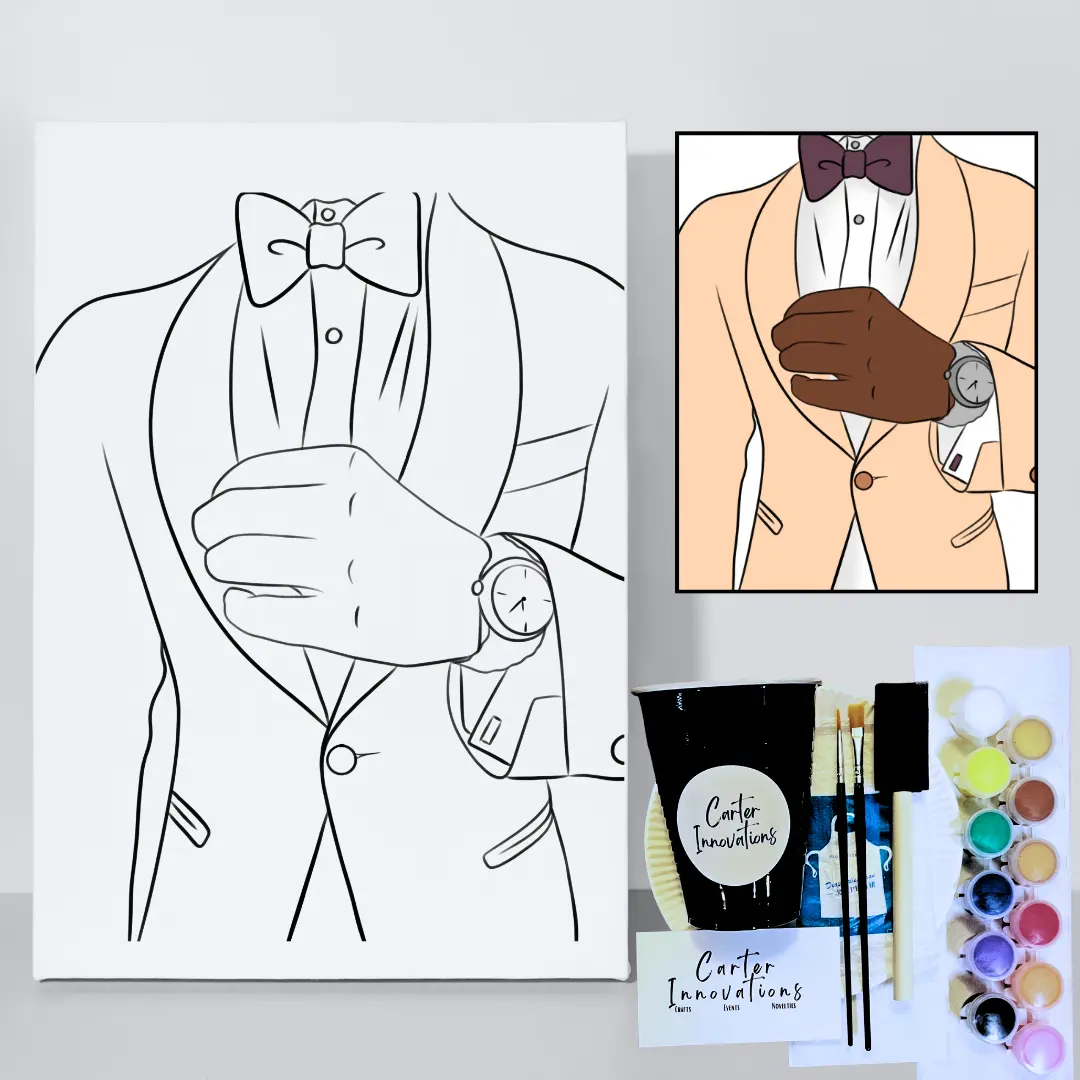 Men’s Paint & Sip Sketched Canvas - Pre-Drawn Canvas, Suited Up