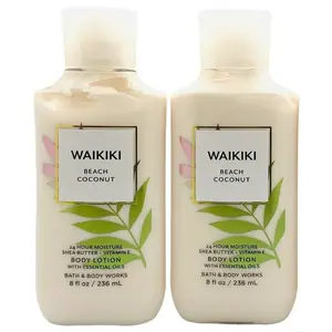 NEW - Bath and Body Works Super Smooth Body Lotion Sets Gift For Women 8 Oz -2 Pack (Waikiki Beach Coconut)