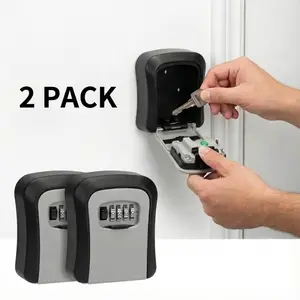 2 pcs set Key Lock Box, Combination Lock Box Wall Mounted Waterproof Key Storage Lock Box for Outdoor & Indoor 5 Keys Capacity Re-Settable Code