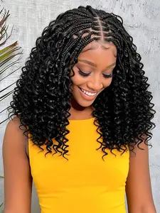 13x6 HD Lace Front Fashion Braided Wig, Bohemian Style Medium Long 200% Density, Corn Braid Wavy Hair, Goddess Gift