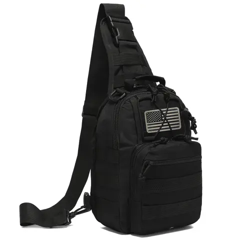 BIGWIG Outdoor Tactical Multifunctional Backpack for Adults - 1000D Polyester Military Double-Zipper Sling Bag, 3 Externals Quick-Access 7L Chest Pack with Adjustable Strap, Travel Crossbody Bag for Camping Gym EDC