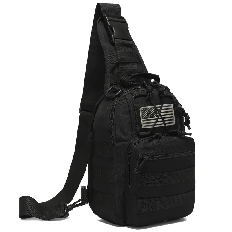 BIGWIG Outdoor Tactical Multifunctional Backpack for Adults - 1000D Polyester Military Double-Zipper Sling Bag, 3 Externals Quick-Access 7L Chest Pack with Adjustable Strap, Travel Crossbody Bag for Camping Gym EDC