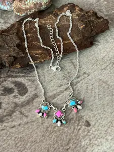 Handmade Sterling Silver Cotton Candy Necklace "Signed Nizhoni"