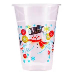 Christmas Disposable Snowman Plastic Cups - 16 oz - 20 Count