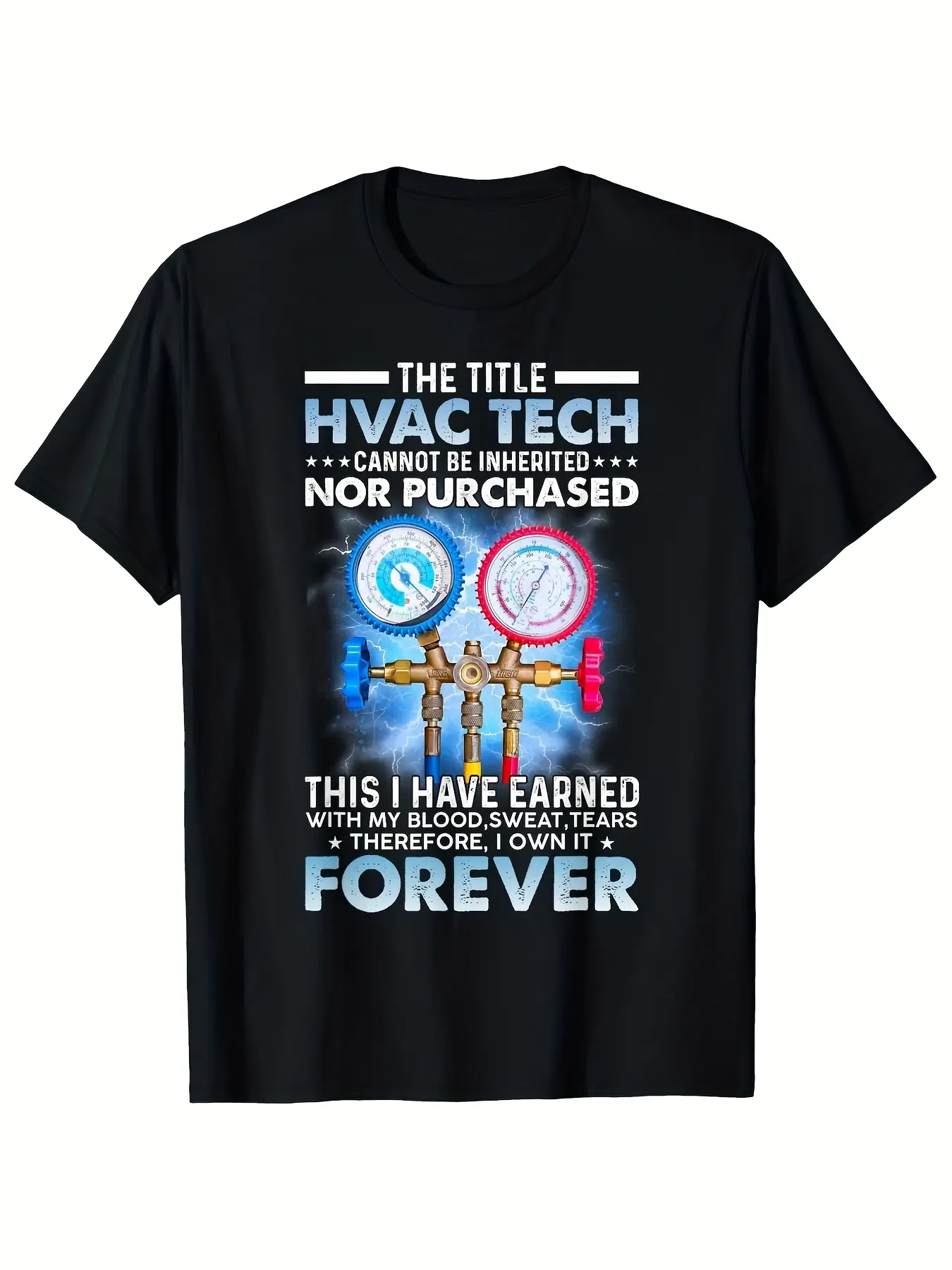 Men'S HVAC Tech Funny Saying T Shirt The Title HVAC Tech Cannot Be Purchased Funny HVAC Technician Gift with Heating & Cooling Icons Black Tee for HVAC Professionals Regular Fit Sh Unisex Casual Crew Neck Short Sleeve Tee