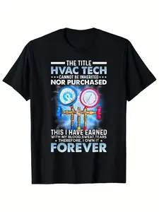 Men'S HVAC Tech Funny Saying T Shirt The Title HVAC Tech Cannot Be Purchased Funny HVAC Technician Gift with Heating & Cooling Icons Black Tee for HVAC Professionals Regular Fit Sh Unisex Casual Crew Neck Short Sleeve Tee