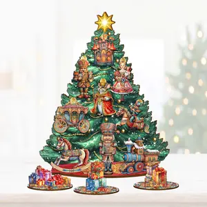 Designocracy 8091501 12.5 in. Nutcracker Thematic Christmas Tree Tabletop Decor Set