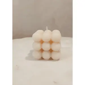 Bubble AESTHETIC Cube Candle - Lead-Free Heatproof Handmade Soy Wax Decor Scented or Unscented 2.5 x 2.5 Inches