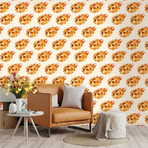 1pc hot-blooded sports style flame football element printed PVC wallpaper, with adhesive on the back for peel-and-stick application, suitable for covering dirty walls, decorating and renovating old walls, a must-have for football fans