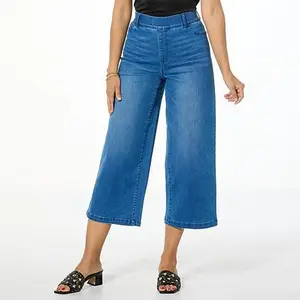 Colleen Lopez Stretch Denim Wide Leg Cropped Pant