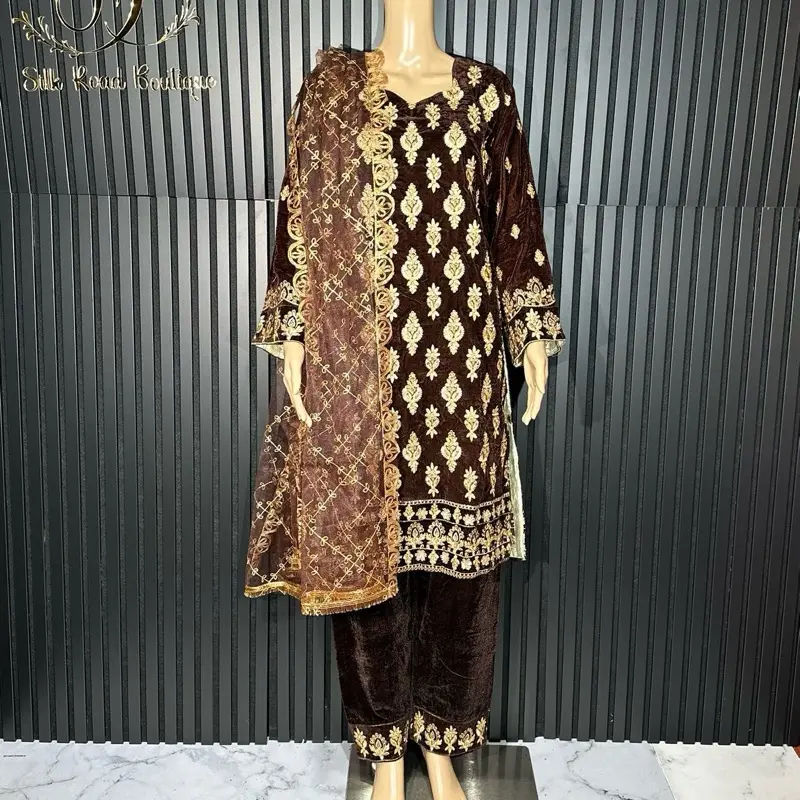 Velvet Panjabi Suits embroidered, Afghani Panjabi, Hindi Panjabi, Pakistani Panjabi winter dress