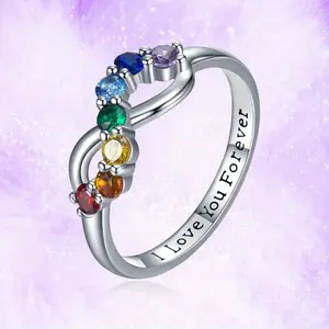 Elegant White K-Plated Fashion Ring with Colorful Stones - Chic Birthday Gift for Family, for Teenager
