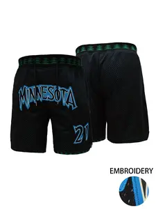 Men's Breathable Embroidered Minnesota #21 Mesh Athletic Shorts,Breathable Quick-Dry Workout Shorts for Basketball, Running & Daily Wear,Gym,Training & Casual Streetwear,Breathable Fitness Shorts
