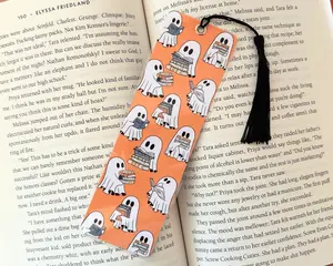 Halloween Ghosts Reading Books Laminated Bookmark