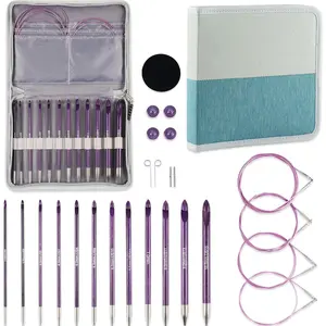 Tunisian Crochet Hooks Set with , Afghan Crochet Hooks Interchangeable, Size from 3mm-10mm Sandalwood Crochet Knitting  for Crocheting, Purple