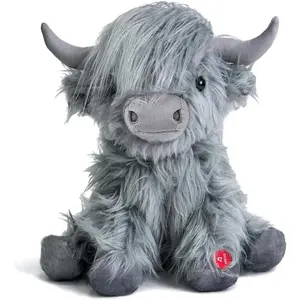 Highland Cow Stuffed Animal with Mooing Sound, 10 inch, Cuddly Farm Toy for Boys Girls Gift Decoration