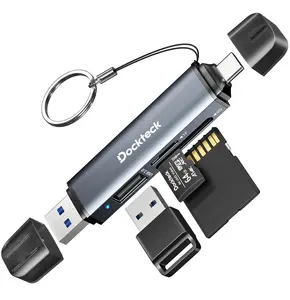 Dockteck 5G USB 3.0 SD Card Reader, 3-Slot USB A/C to SD/Micro SD/USB Memory Card Reader, Supports UHS-I SD/SDHC/SDXC/MMC, OTG Plug & Play