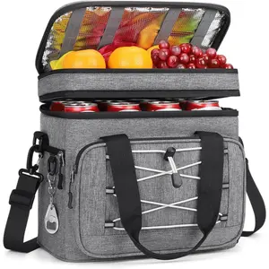 Portable Collapsible Soft Cooler Bag – 24/30/60 Cans Double-Deck Leakproof Ice Chest for Beach, Camping & Grocery