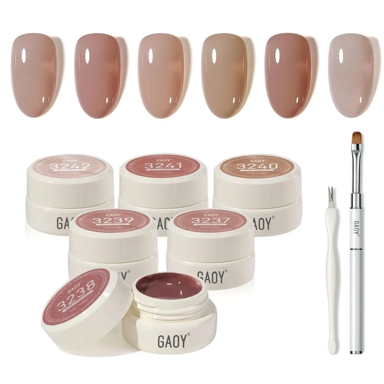 GAOY Natural Jelly Gel Nail Polish Set, 6 Colors Sheer Pink UV Gel Polish, for Salon Manicure & Nail Art DIY at Home, Nude Symphony