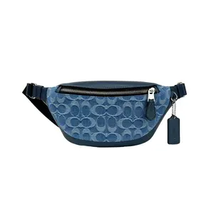 Pre-owned coach Denim, Leather Belt Bags Warren Mini Signature Denim Fanny Belt Women's Bag