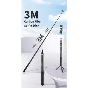 3m Invisible Selfie Stick , Carbon Fiber Extended Monopod 118" for Gopro Max DJI 360 Insta360 X3 X4 Air X5 Accessories