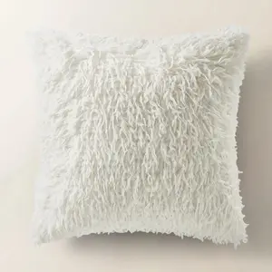 Z Gallerie Pluma Faux Feather Square Decorative Pillow 22" - White&Black Enhancement Fashionable Bedroom Design Home Fluffy Interior Decoration Cushion