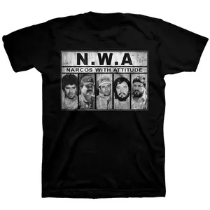 N.W.A Narcos With Attitude T-Shirt – Mugshot Graphic Tee – Gangster Rap Streetwear Style – Outlaw Culture Inspired Top – Bold Retro Statement Shirt For Men And Women Casual Fashion, Shortsleeve, Cotton