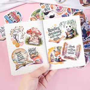 100pcs Holographic Reading Stickers for Kindle -  Books & Animals Vinyl Waterproof Decals for Kids Homework Parents' Praise