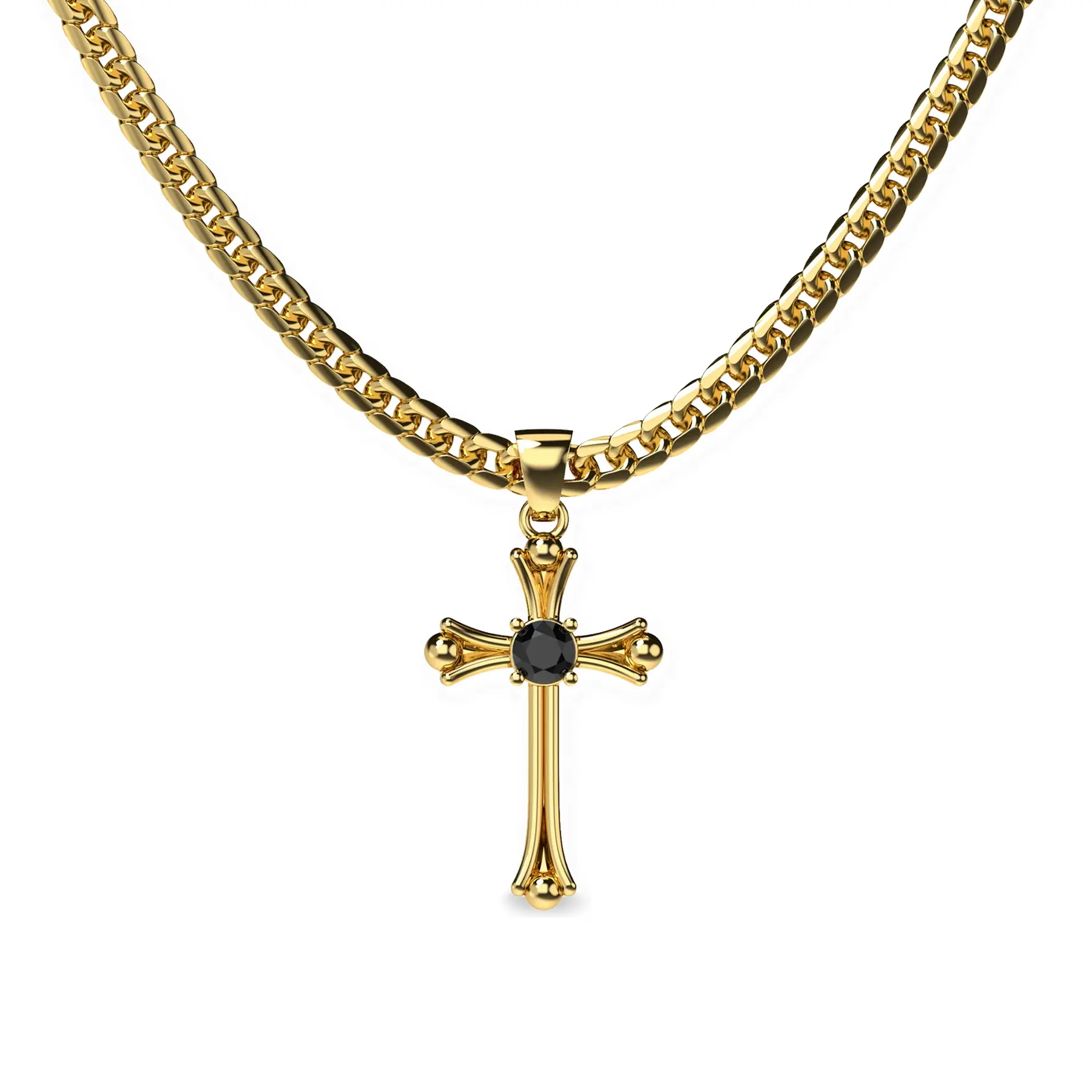 PASCAL Fluery Cross Gemstone Pendant for Women Gothic Inspired Jewelry with Lab-Grown Gemstone