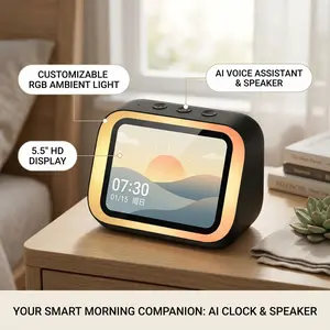Smart Bluetooth 5.4 Audio Player with HD Touch Display, Hi-Fi Stereo Speaker, Built-in Photo Album and Voice Control Function