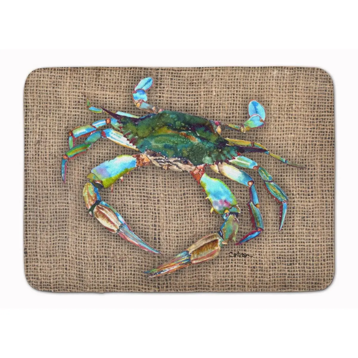 212 MAIN Crab Fleece Memory Foam Bathroom Rug - Rectangle, Machine Washable, Chunky Plush Top, Full Cushion, Non Slip, Anti-Slip Traction Coastal Casual Doormat, Ocean-Themed Marine Motif, Rug for Bathroom, Indoor Kitchen Mat