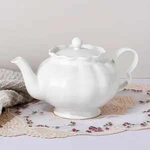 Tea Pot with Infuser for Loose Leaf Tea, 33oz, Ceramic Teapot with Tea Strainer, Large Teapots for Tea Party, New Bone Porcelain Teapot