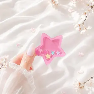 Pink Cartoon Star Shaker Phone Grip | Aesthetic Resin Grip Stand | Cute Kawaii Phone Holder Charm