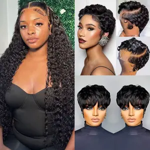 [ Sharimo Combo sale 22"&22"&22"] 24Inch 13x4 deep wave Hair Lace Front Wigs + 13x4 22Inch Straight hair+13x4 22Inch  body wave Pre Plucked HD 180% DensityTransparent Lace Frontal Human Hair Wigs