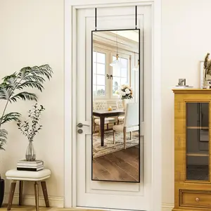 14x48 rectangular full length mirror aluminum frame full body mirrors wall leaning dressing mirror for living room bedroom cloakroomblack