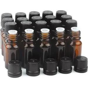 10 ml(1/3 oz) Sample Glass Bottles For Essential Oils 20 count Empty Glass Dropper Vials With Orifice Reducers For DIY Perfume    Oils ()