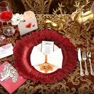 JIT 20pcs Red Charger Plates Wedding Charger Platters for Serving Outdoor party setup Fancy Restaurant Plates