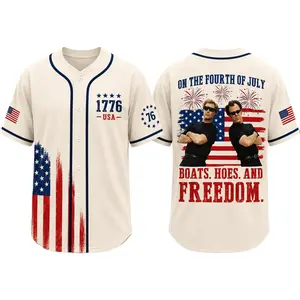 Boats Hoes And Freedom Baseball Jersey, Patriotic 4th of July Shirt, USA Independence Day Apparel
