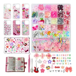 2280 Pcs Junk Case Charms Kit, Junk Phone Case Charms, Charms for Customizing Cases, Kawaii Bow, Letter Beads, Nail Accessories, Flatback Pearls, Rhinestones, Cute Aesthetic Decor for DIY Craft Scrapbooking Jewelry Making