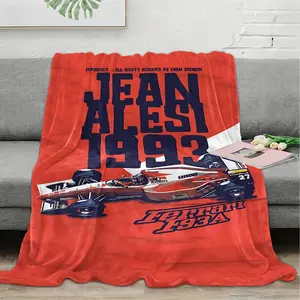 Jean Alesi inspiration  flannel blanket, exclusive gift for home, office, camping travel, personalized pattern design, modern style, soft texture