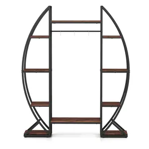 COSTWAY - Indoor Plant Stand 63" Tall 10-Tier Corner Metal Plant Shelf Large Flowerpot Holder-Brown