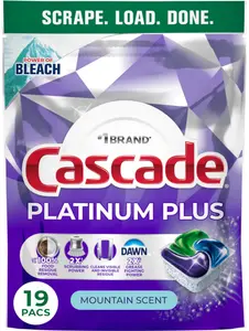 Cascade Platinum Plus Dishwasher Pods, Dishwasher Detergent, Dish Detergent Soap, Mountain, 19 Count
