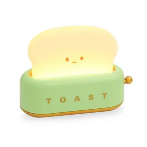 LED Cute Toaster Lamp, Toast Bread Night Light, Super Squishy Silicone USB Rechargeable and Portable Light with Timer, Birthday Xmas Ideal Gifts for Kids Girls Boys Teens