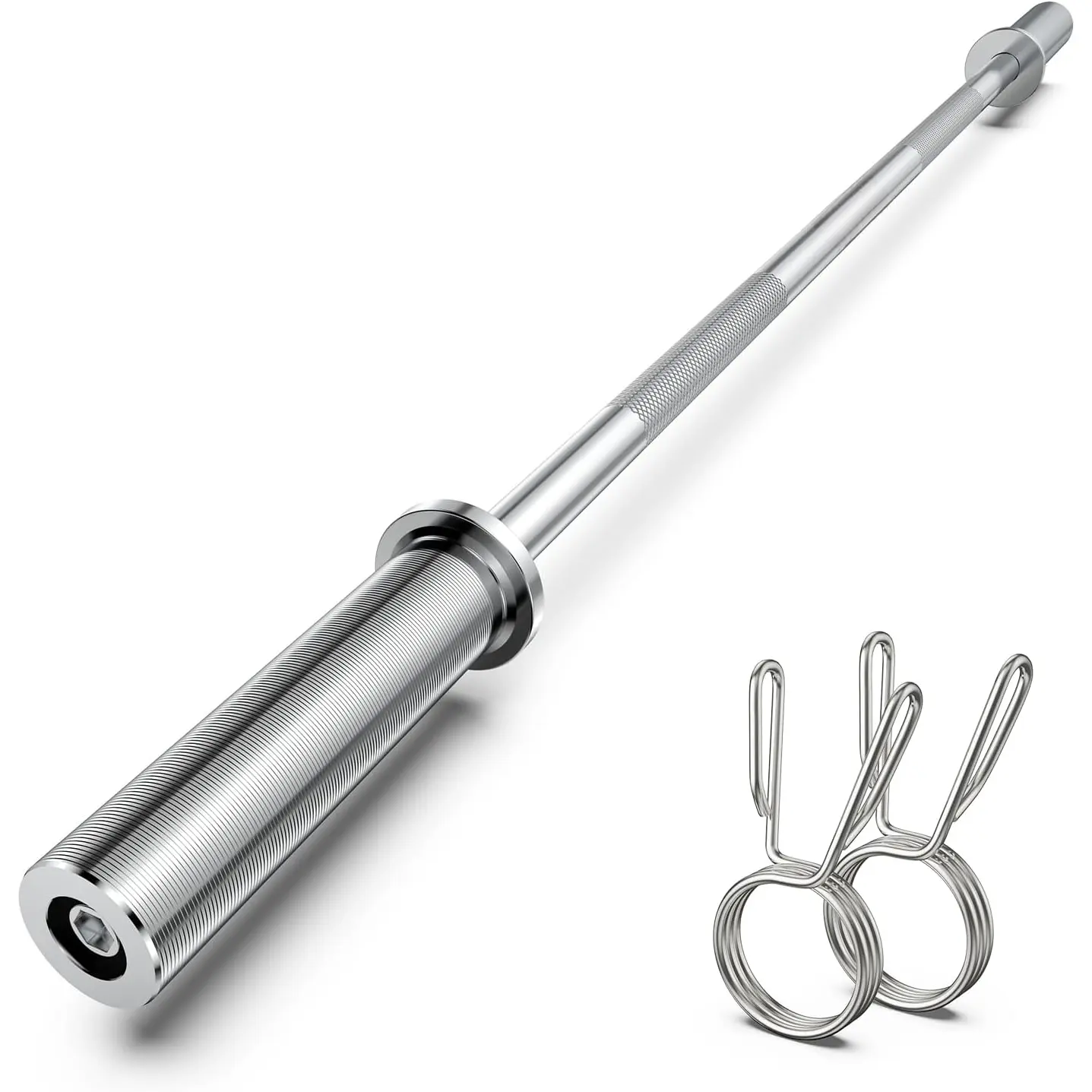 Olympic Barbell Bar 55", 2In-Weight Lifting Bar Standard Straight Barbell Bars for Bench Press/ Thrusts/Biceps/Lunges/Squat/Strength-  Gym Weight Bar, 2 Collars(500lb Capacity)