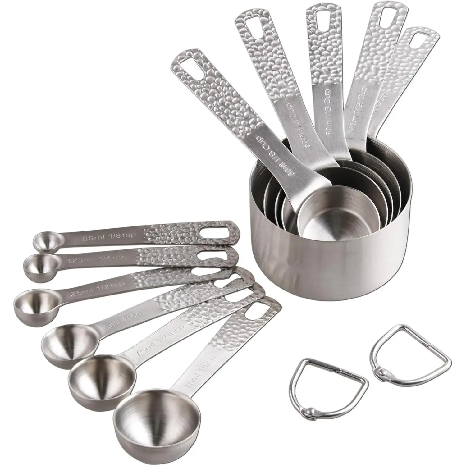 Measuring Cups and Spoons Set, 18/8 Stainless Steel Measuring Cups and Spoons Set for Baking & Kitchen, Metric &  5 Measure Cups & 6 Spoons with 1/8, 1/4 Cup