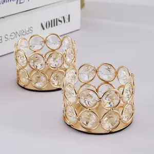 Pack of 2 Gold Crystal Tea Light Candle Holders Candle Holder Set for Wedding Home Table Centerpiece Decoration, Interior Decoration Accessories, Gifts Boxed