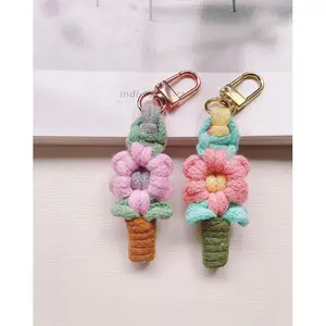 [NEW] Macrame Sunflower Keychain, Handmade Flower Charm for Bags & Keys